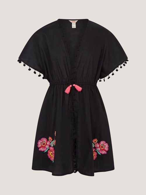 Dsiney Kidz - Monsoon Black Floral Embroidered Kaftan image 1