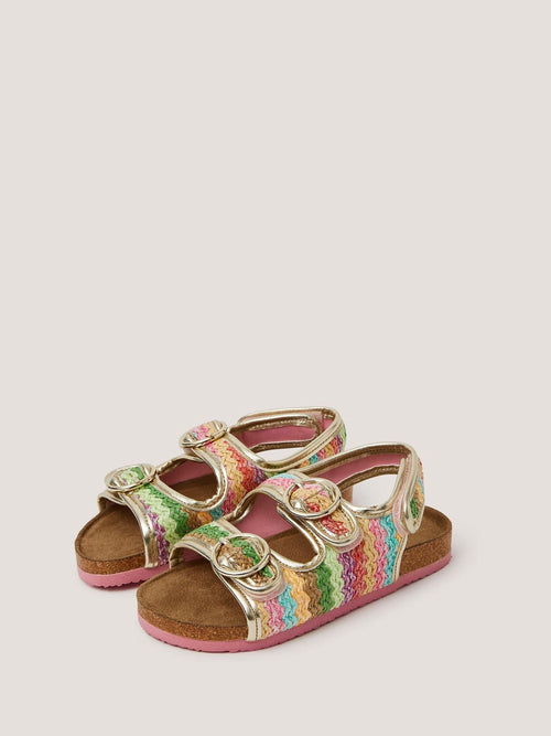 Monsoon Green Rainbow Stripe Sandals image 1
