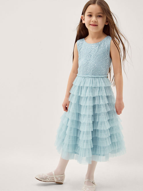 Monsoon Blue Taylor Sequin Lace Tiered Party Dress image 1