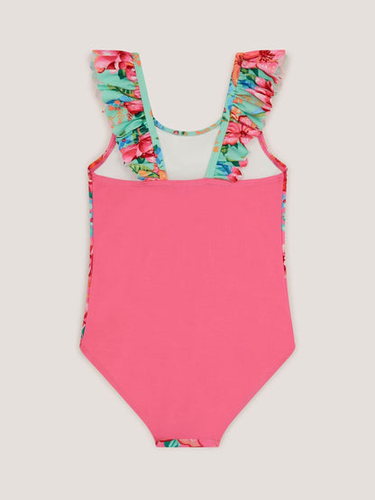 Monsoon Pink Tropical Floral Frill Swimsuit image 3