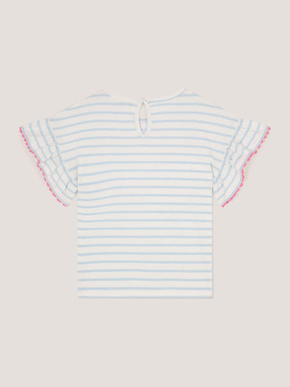 Monsoon Cream Sequin Bow Stripe T-Shirt image 3