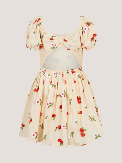 Monsoon Cream Puff Sleeve Floral Embroidered Dress image 4