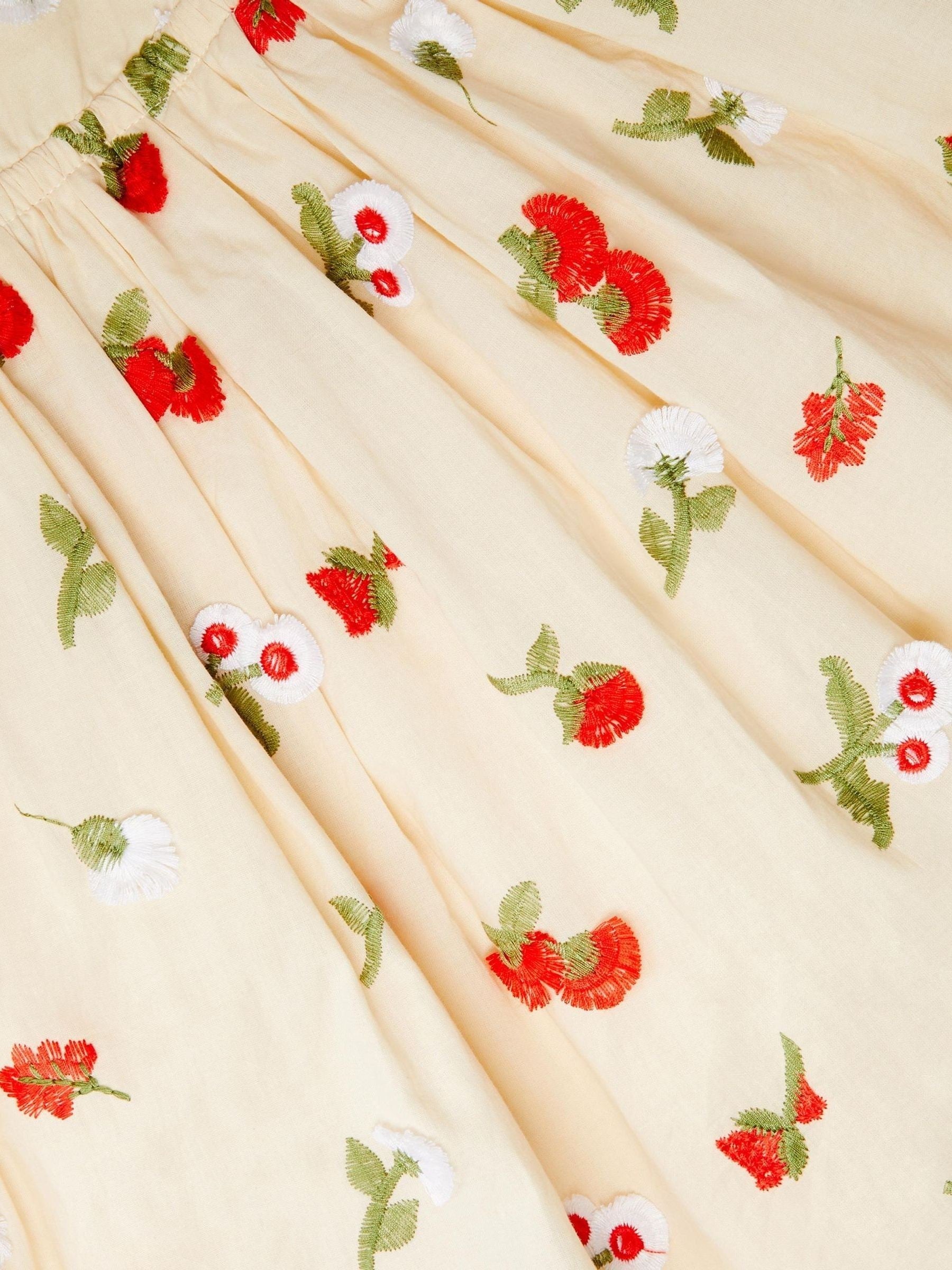 Monsoon Cream Puff Sleeve Floral Embroidered Dress image 5