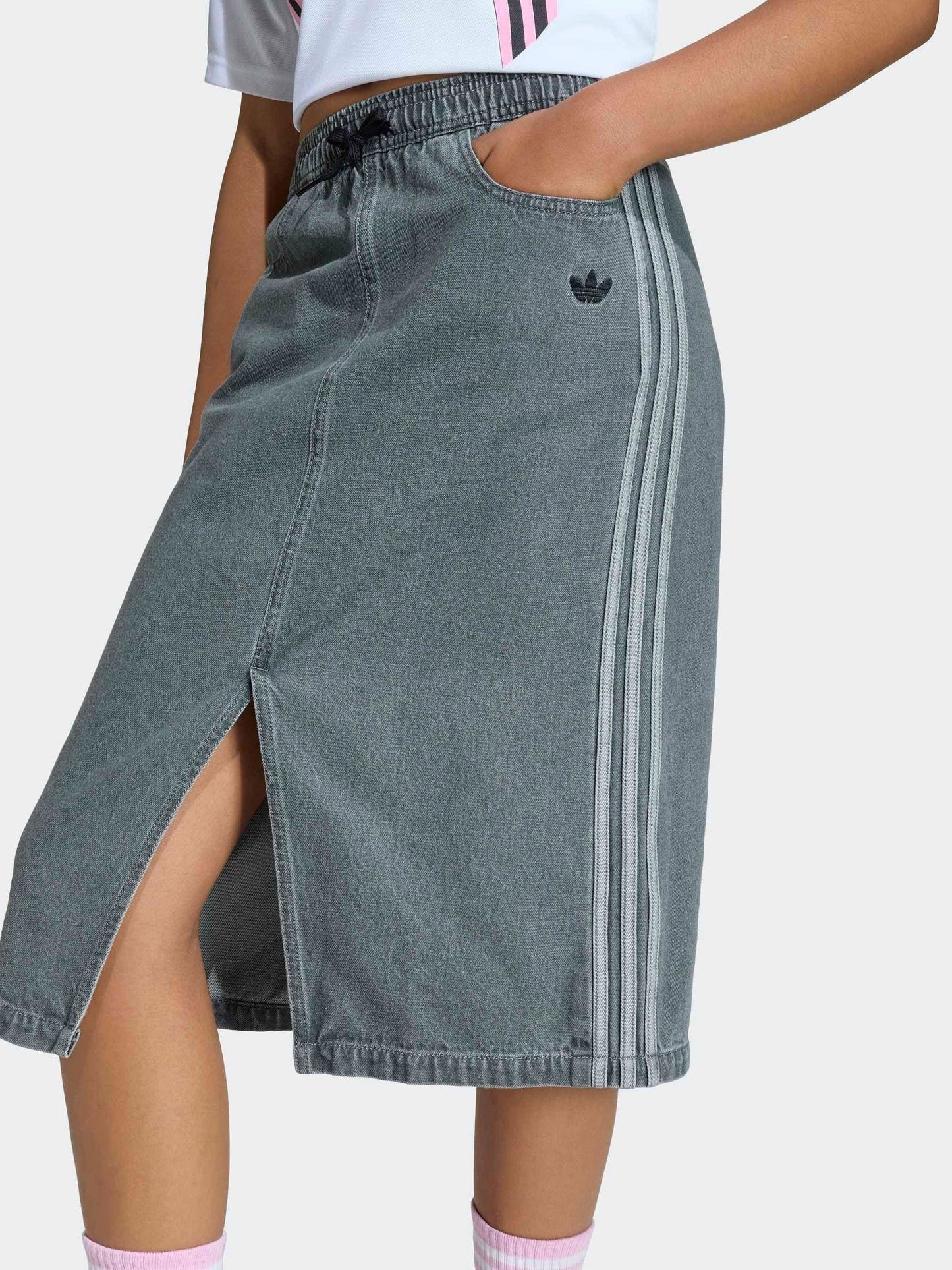Dsiney Kidz - adidas Originals Grey Washed Denim Midi Skirt image 4