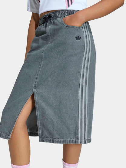 Dsiney Kidz - adidas Originals Grey Washed Denim Midi Skirt image 4