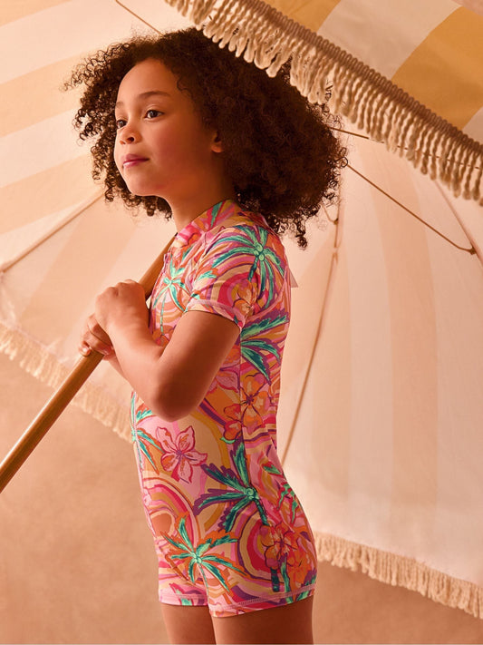 Dsiney Kidz - Monsoon Orange Tropical Swirl UPF50+ Short Swimsuit image 2