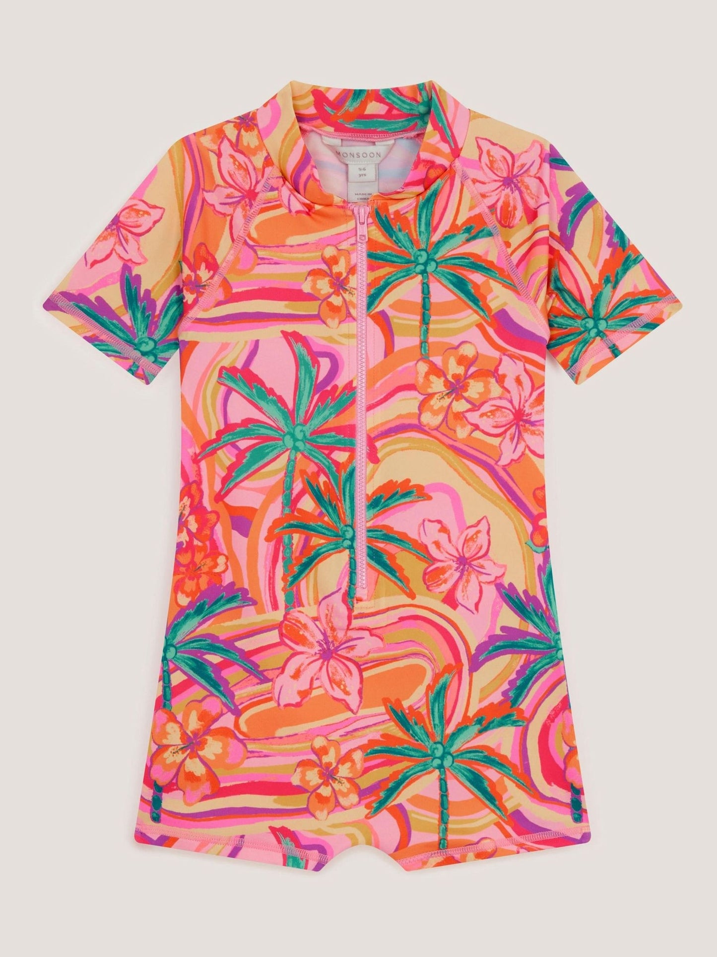 Monsoon Orange Tropical Swirl UPF50+ Short Swimsuit image 3