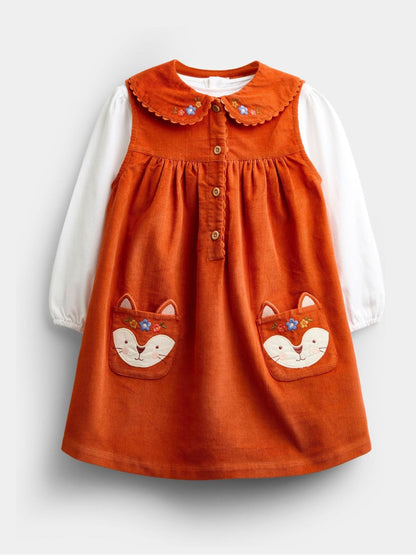 Dsiney Kidz - JoJo Maman Bébé Rust Orange Fox Pocket Baby Dress & Body Set image 1