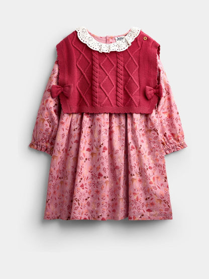 JoJo Maman Bébé Dark Red Woodland Character Dress & Knitted Vest Set - image 1