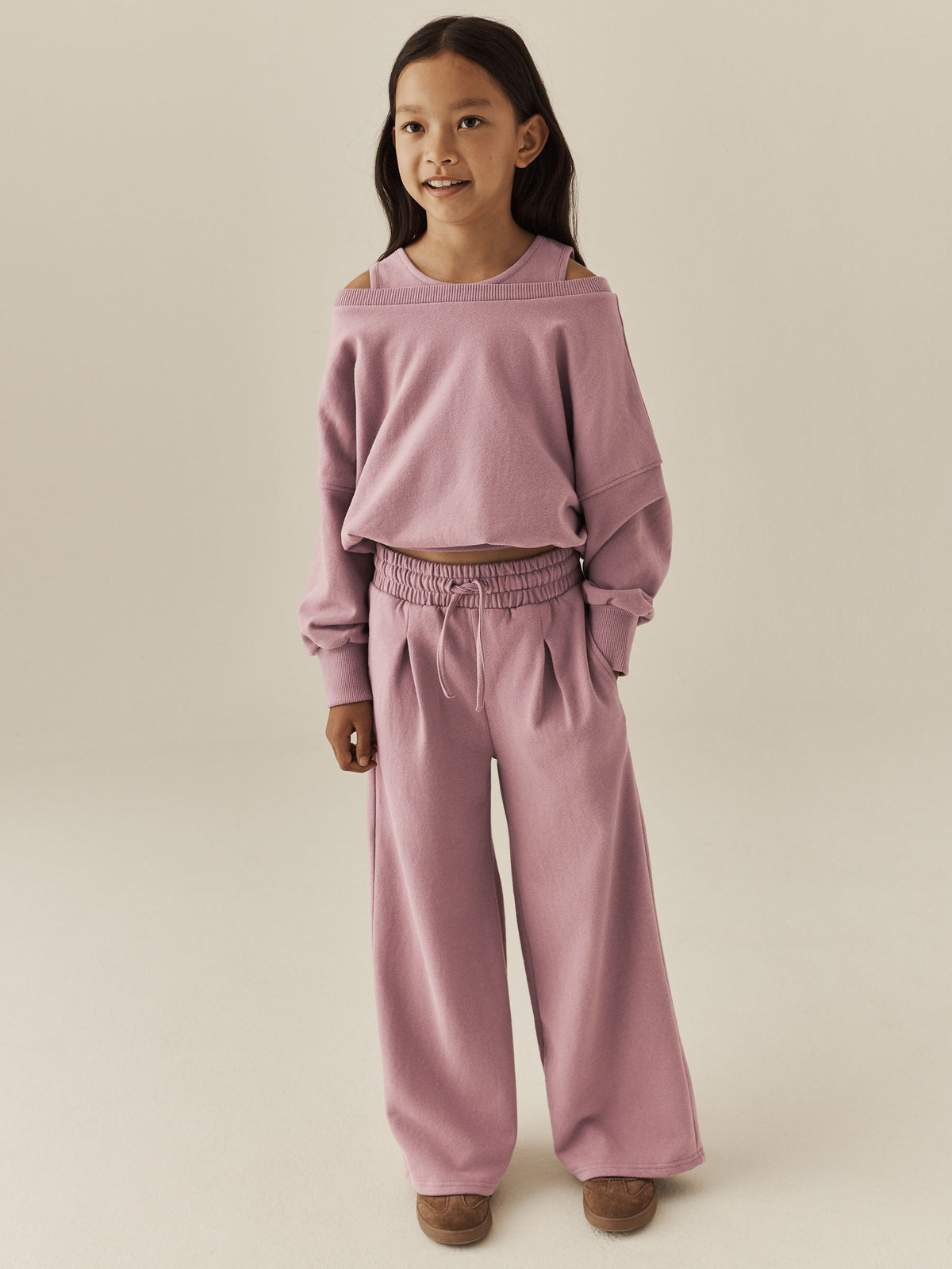 Pink Off Shoulder Sweatshirt and Joggers Set (3-16yrs) - image 1