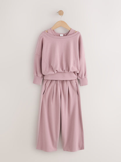 Pink Off Shoulder Sweatshirt and Joggers Set (3-16yrs) - image 5