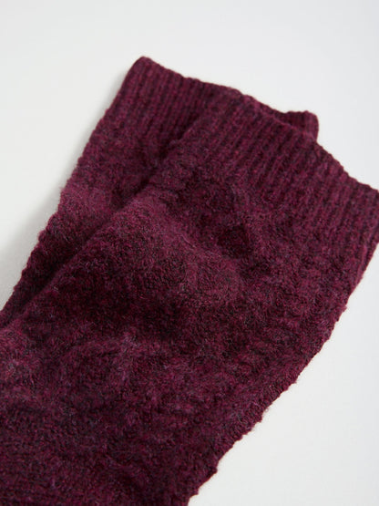 Lipsy Burgundy Red Cable Knit Bed Socks - image 3
