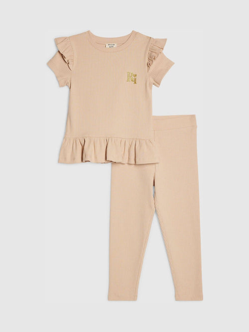 Dsiney Kidz - River Island Brown Peplum Top & Leggings Set image 1