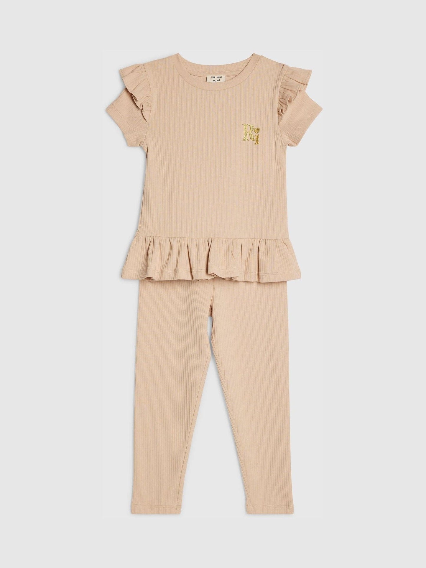 River Island Brown Peplum Top & Leggings Set image 3