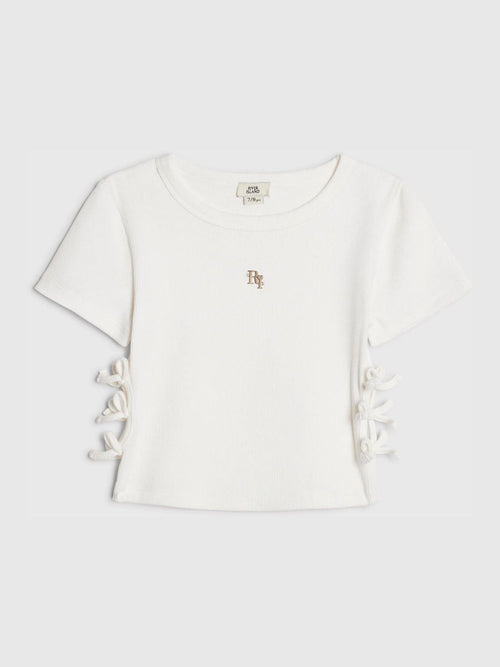 Dsiney Kidz - River Island White 3D Bow Ribbed Top image 1