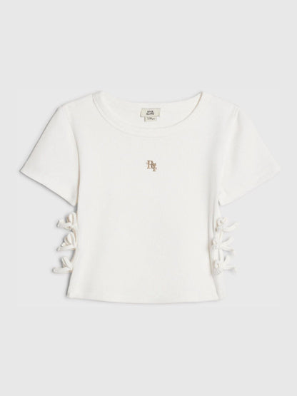 Dsiney Kidz - River Island White 3D Bow Ribbed Top image 1