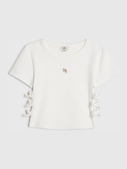 Dsiney Kidz - River Island White 3D Bow Ribbed Top image 1