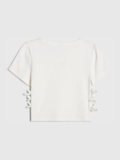 Dsiney Kidz - River Island White 3D Bow Ribbed Top image 2