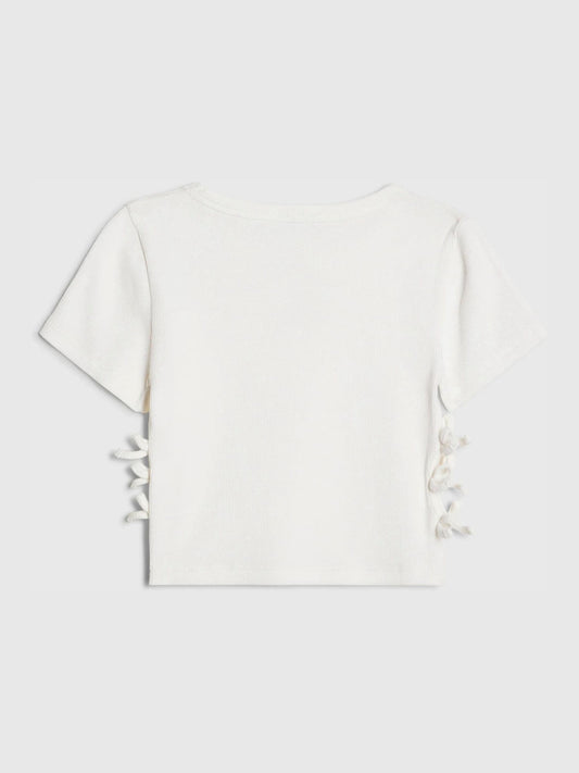 Dsiney Kidz - River Island White 3D Bow Ribbed Top image 2