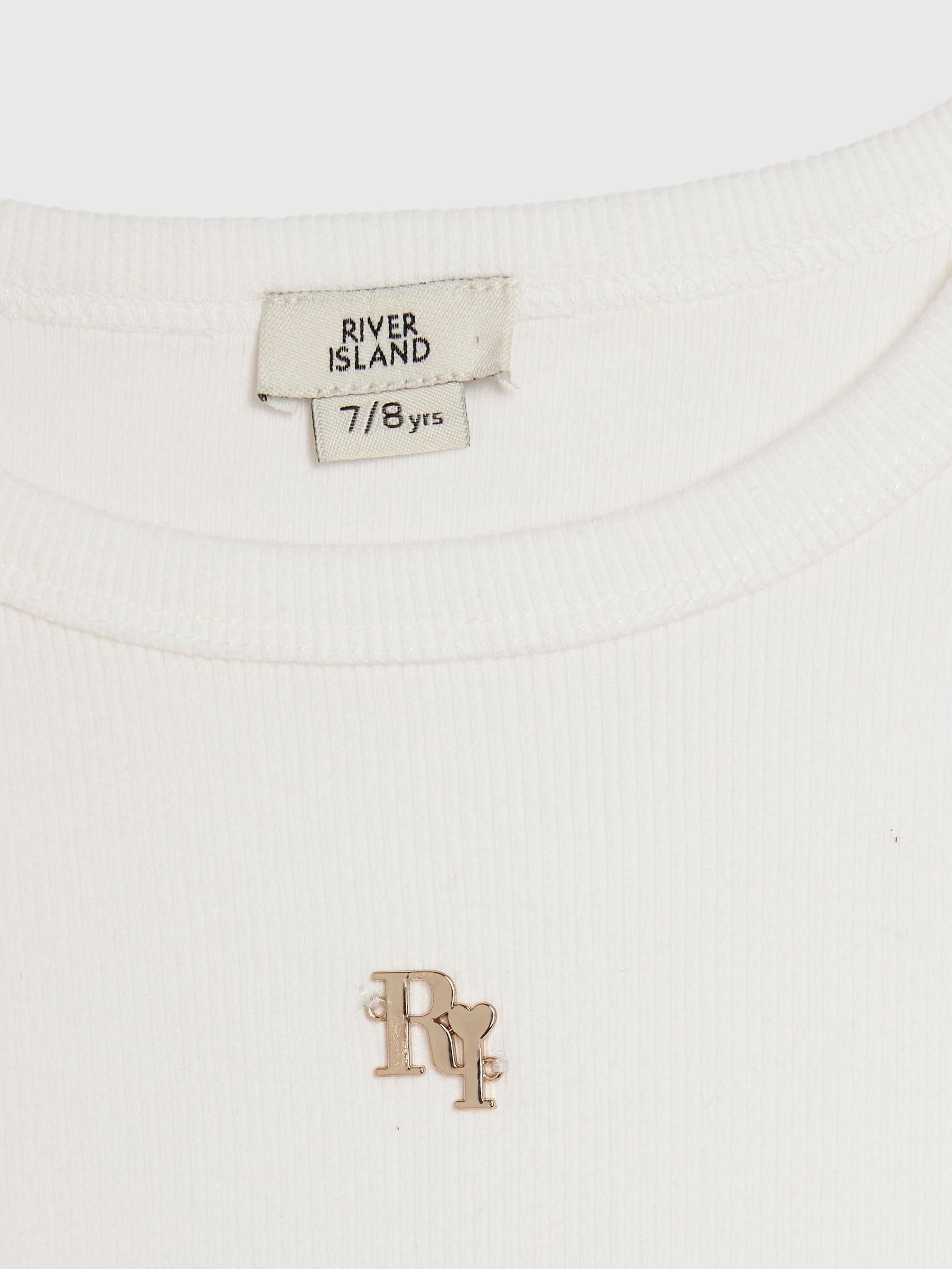 Dsiney Kidz - River Island White 3D Bow Ribbed Top image 3