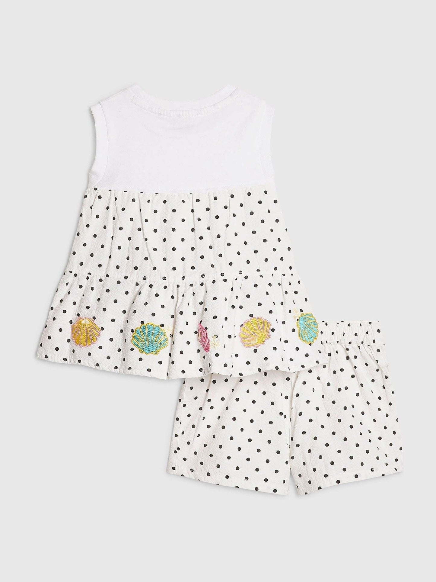 River Island White Polka Dot Frill Top & Shorts Set image 2