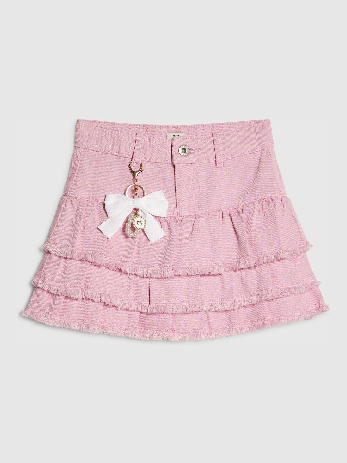 Dsiney Kidz - River Island Pink Denim Rara Skirt With Keychain image 1