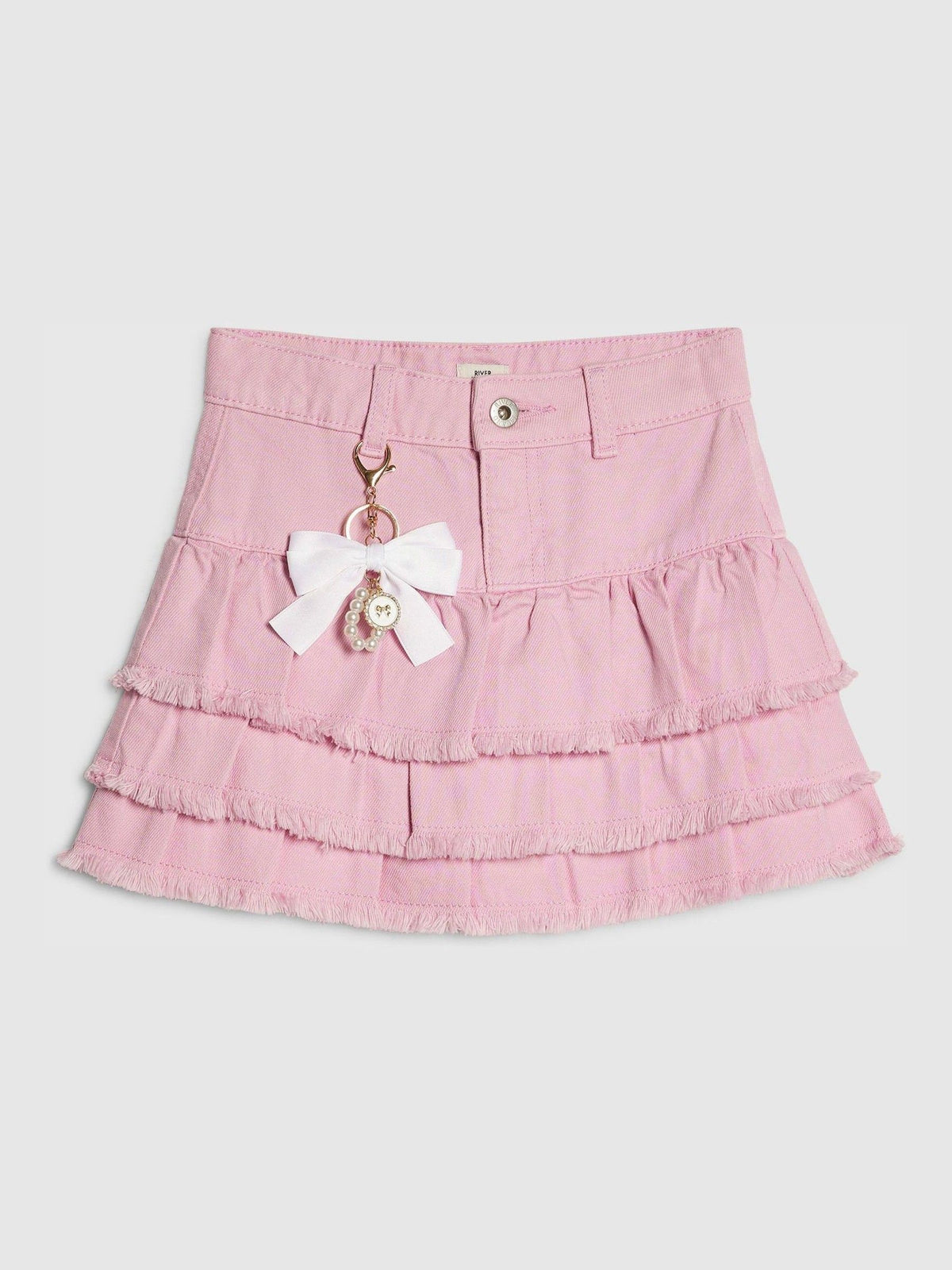 Dsiney Kidz - River Island Pink Denim Rara Skirt With Keychain image 1