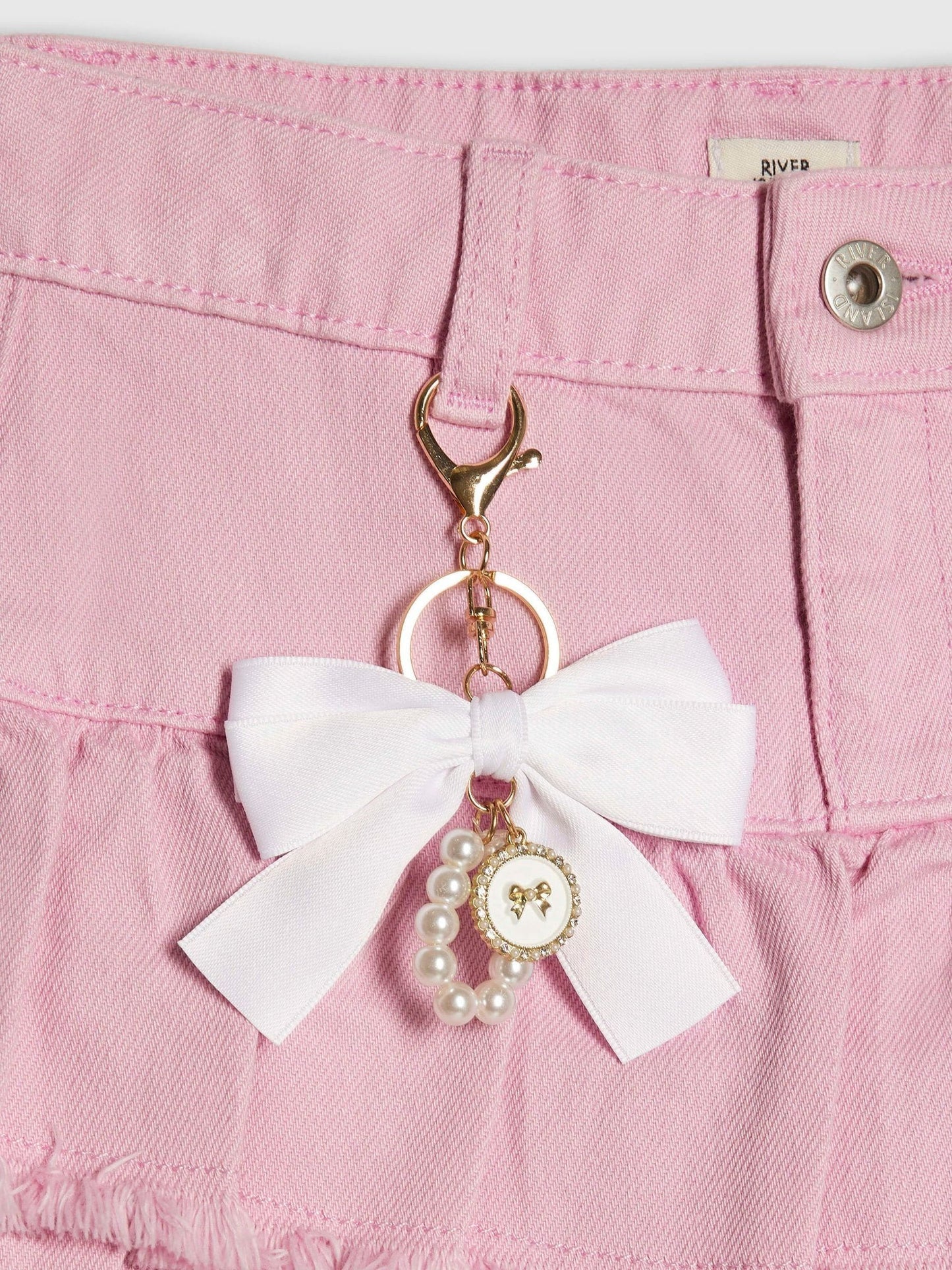 Dsiney Kidz - River Island Pink Denim Rara Skirt With Keychain image 3
