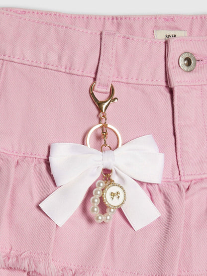 Dsiney Kidz - River Island Pink Denim Rara Skirt With Keychain image 3