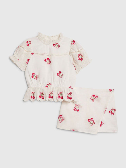 Dsiney Kidz - River Island White Cherry Frill Top & Rara Skort Set image 1