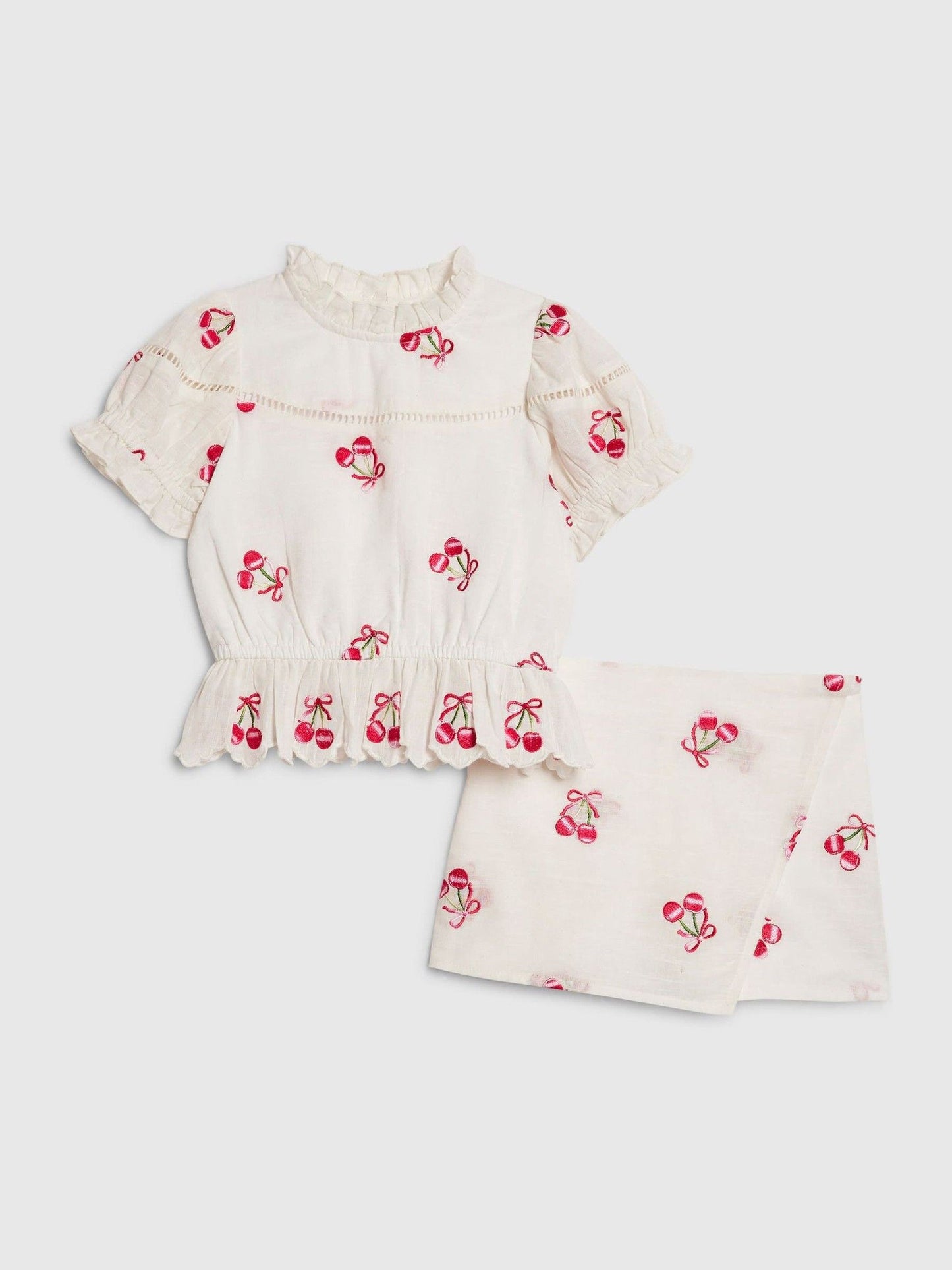 River Island White Cherry Frill Top & Rara Skort Set image 1