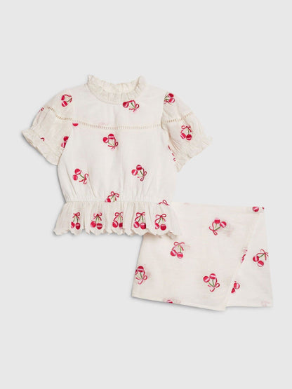 River Island White Cherry Frill Top & Rara Skort Set image 1
