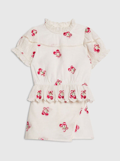 River Island White Cherry Frill Top & Rara Skort Set image 3
