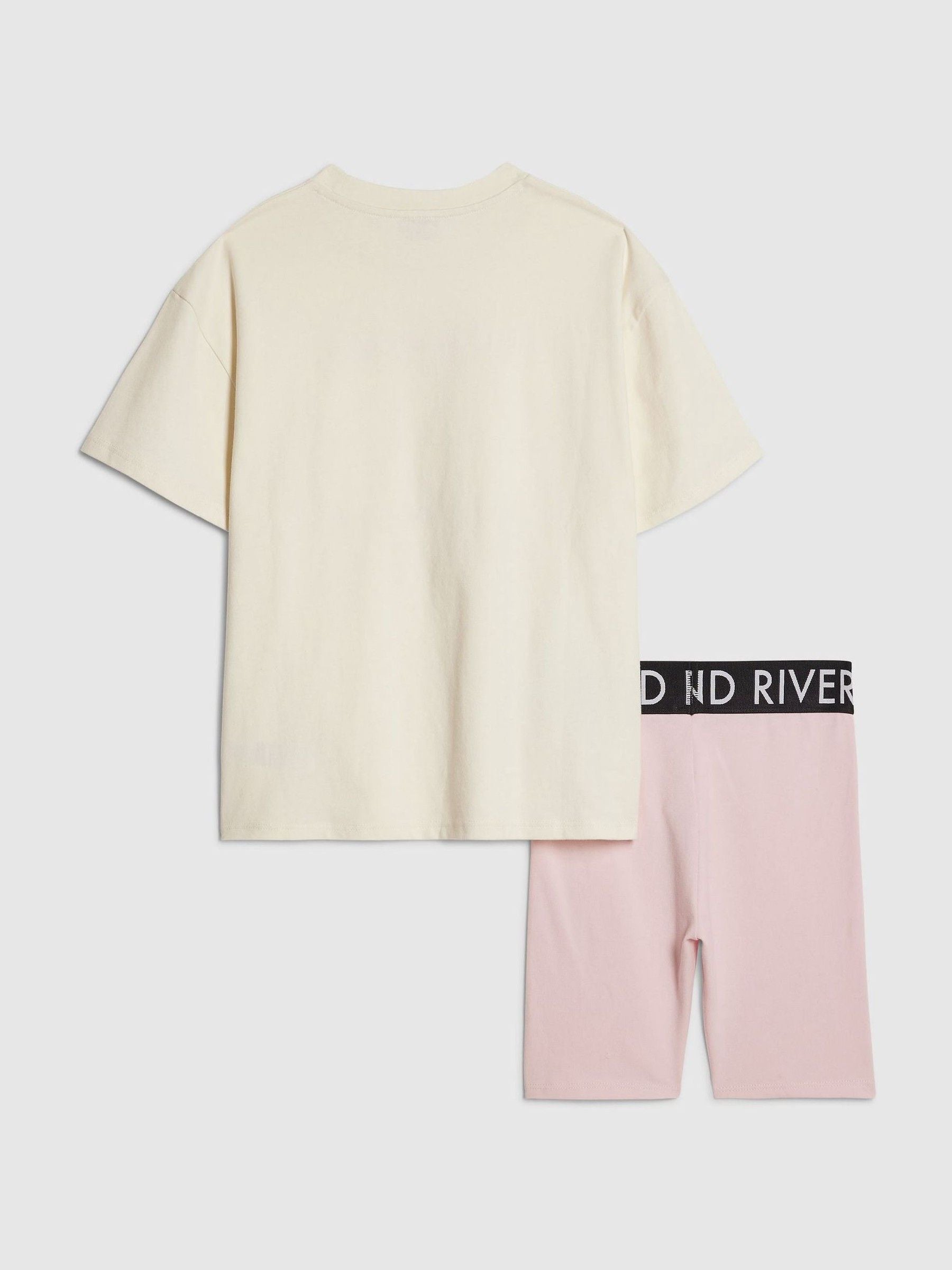 Dsiney Kidz - River Island Yellow/Pink Iconic T-Shirt & Cycle Shorts Set image 2