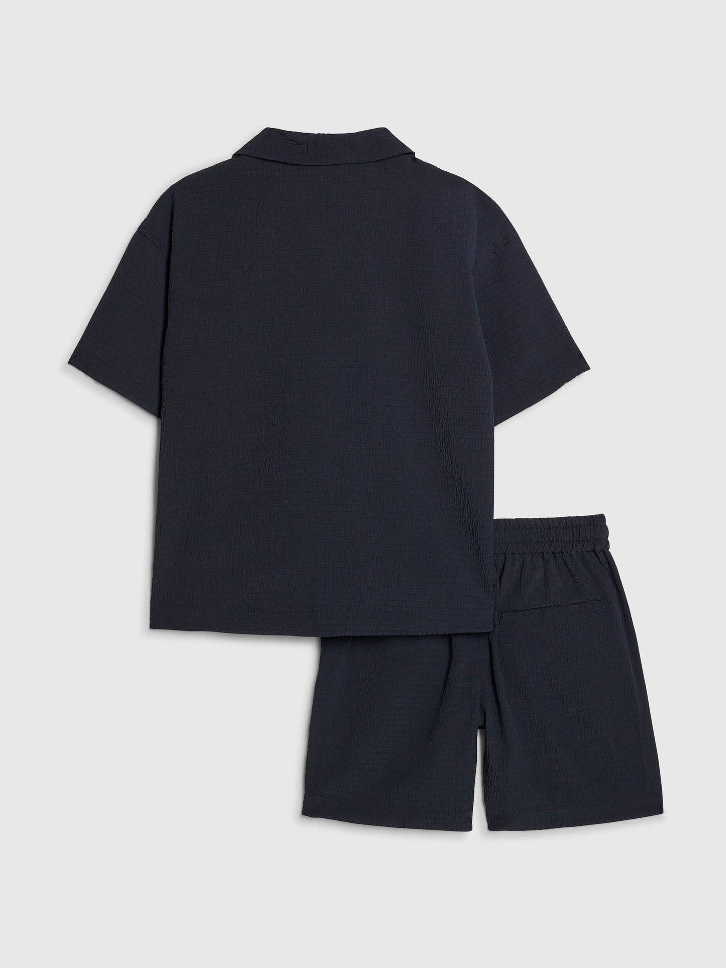 Dsiney Kidz - River Island Navy Textured Revere Shirt & Shorts Set image 2