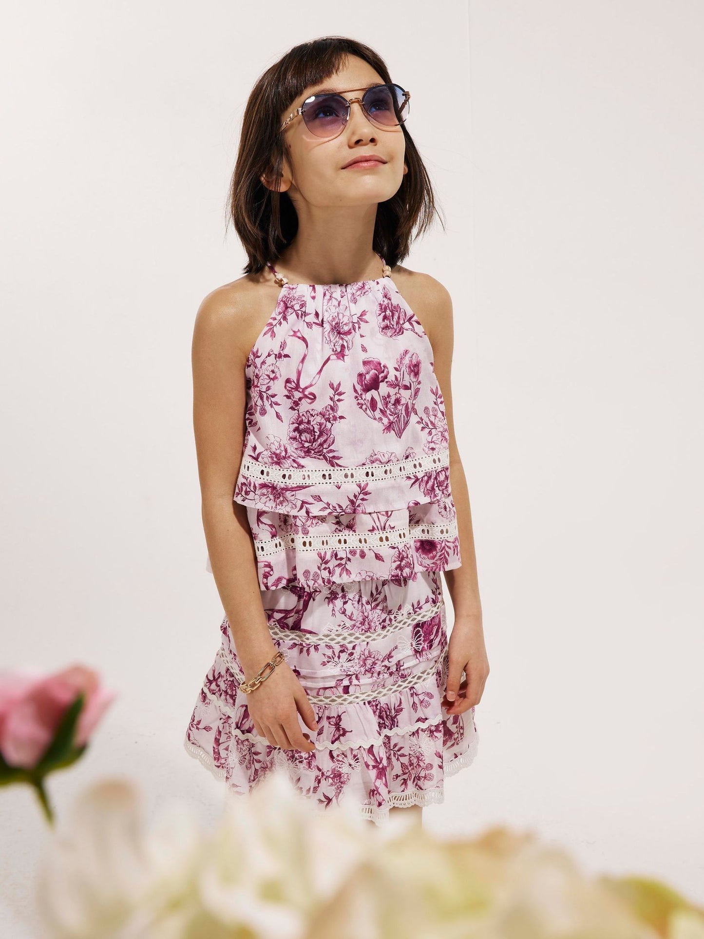 Dsiney Kidz - River Island White Toile Halter Top & Skirt Set image 1