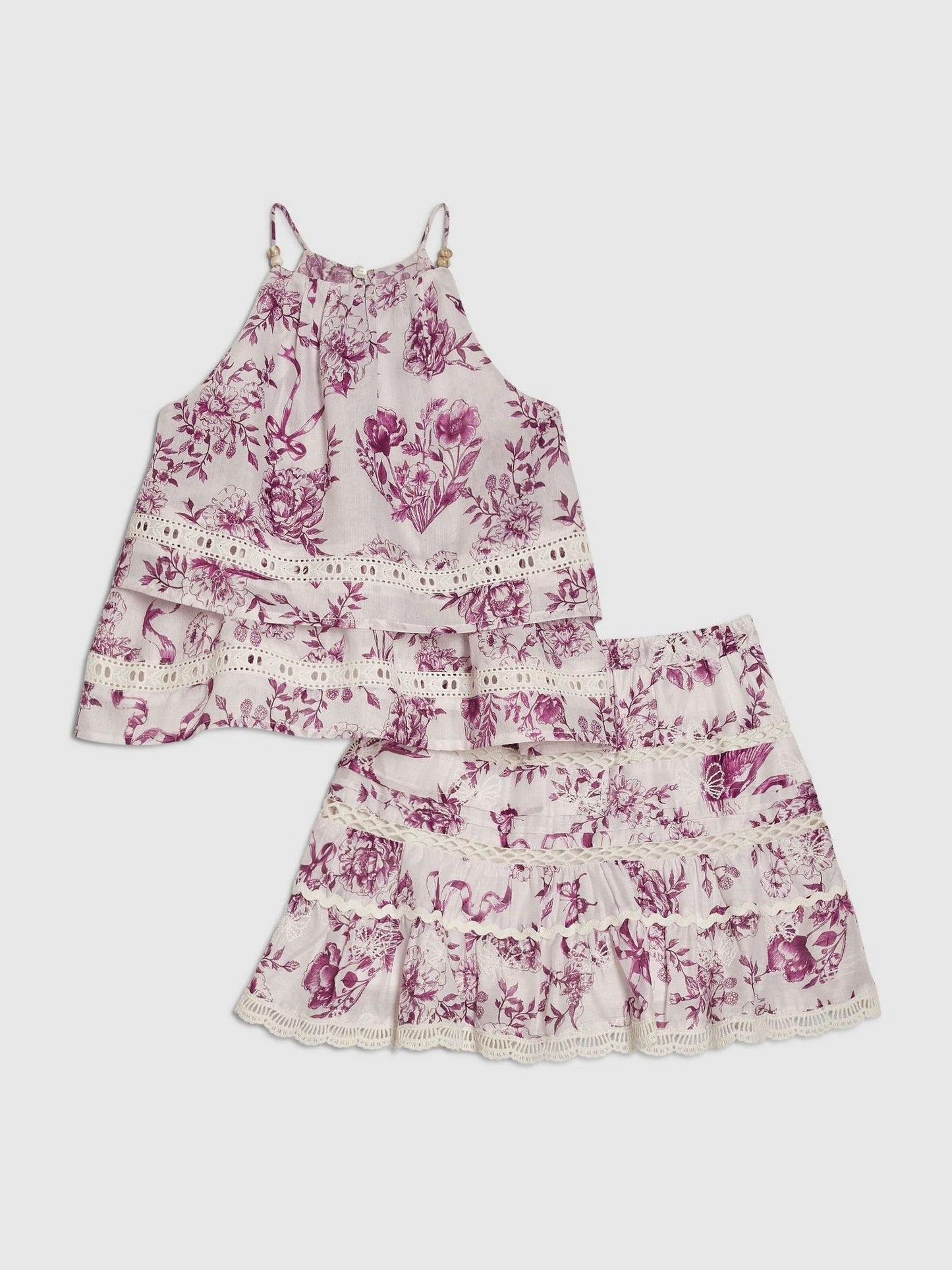 Dsiney Kidz - River Island White Toile Halter Top & Skirt Set image 4