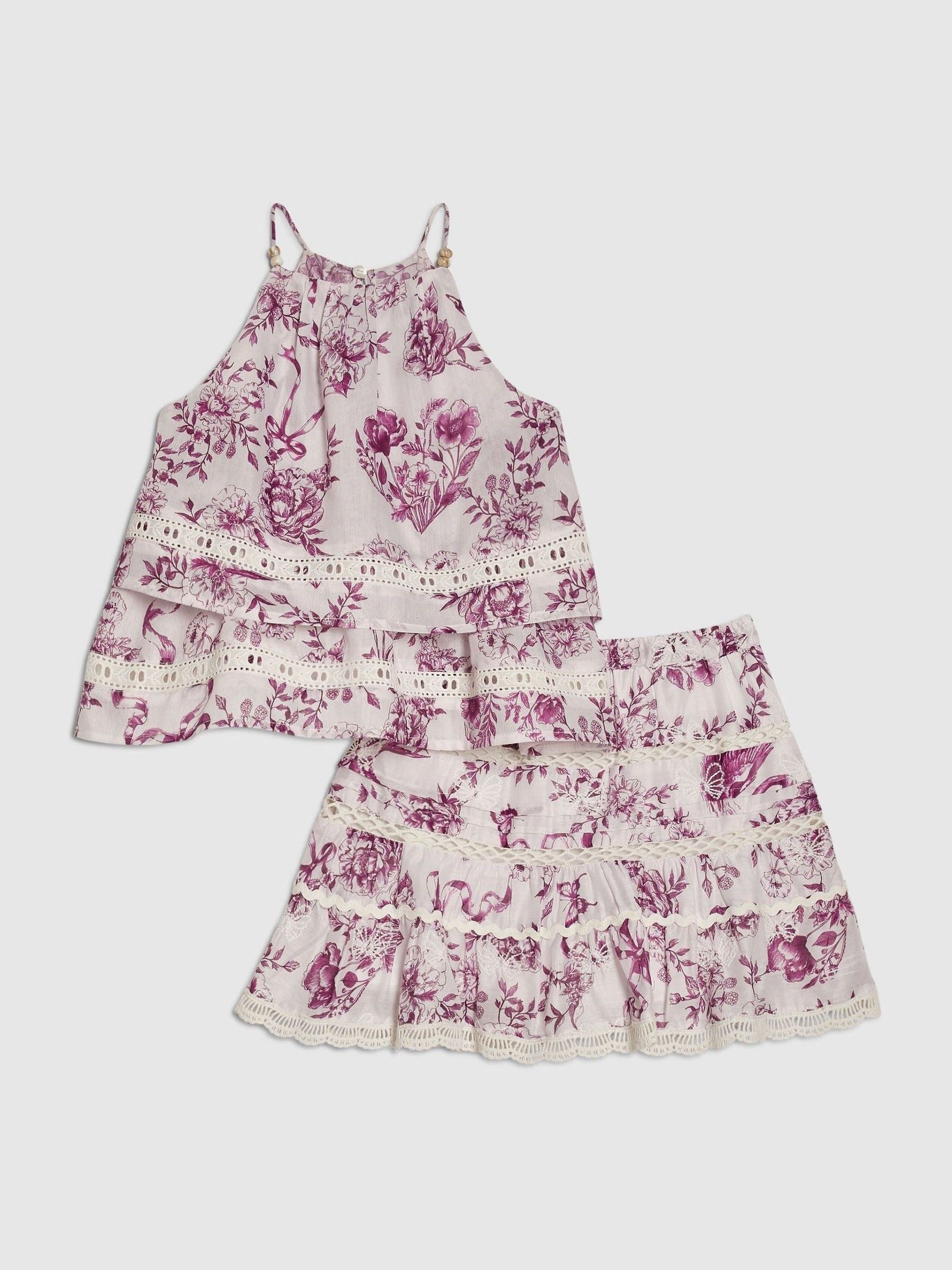 Dsiney Kidz - River Island White Toile Halter Top & Skirt Set image 4