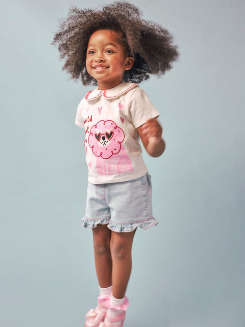 Dsiney Kidz - River Island White Abbie Rosie Collar Top& Short Set image 1
