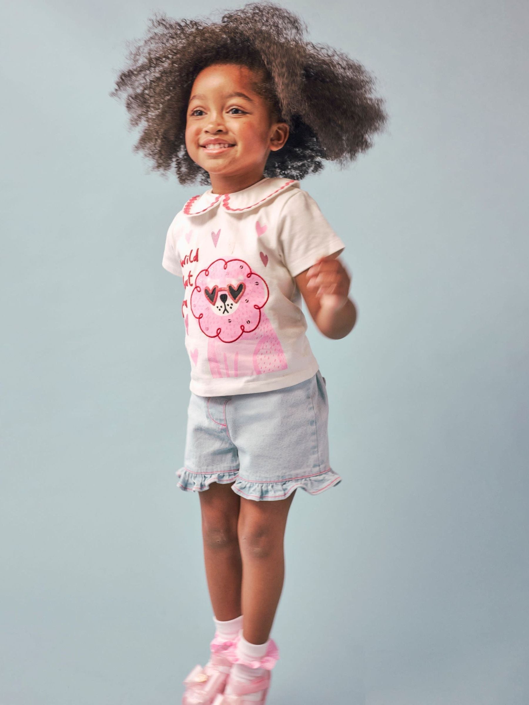 River Island White Abbie Rosie Collar Top& Short Set image 1