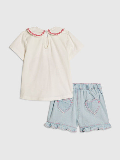 River Island White Abbie Rosie Collar Top& Short Set image 4