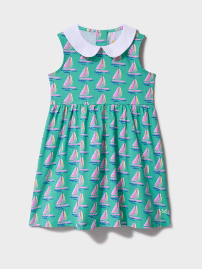 Crew Clothing Company Blue Cotton Jersey Peter Pan Collar Dress image 1