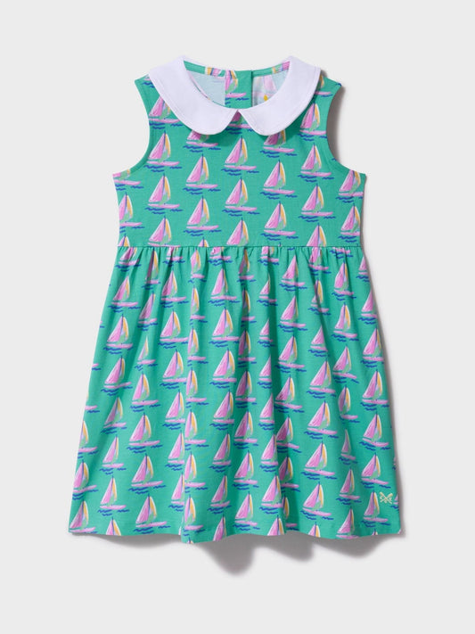 Crew Clothing Company Blue Cotton Jersey Peter Pan Collar Dress image 1