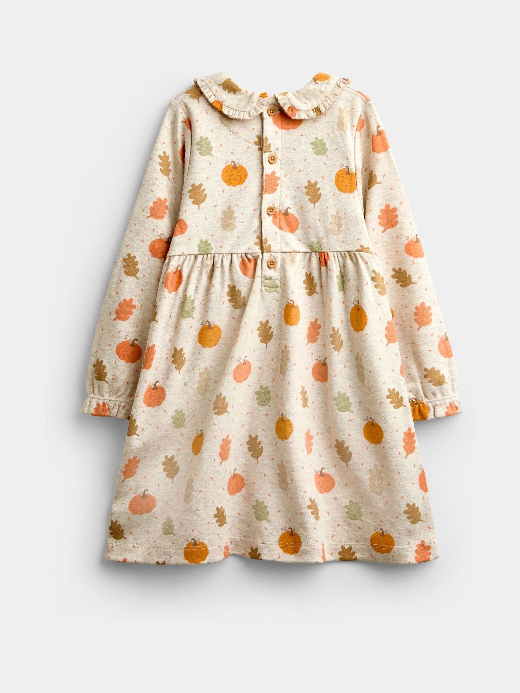 Dsiney Kidz - JoJo Maman Bébé Oatmeal Pumpkin Collared Printed Baby Dress & Knicker Set image 3
