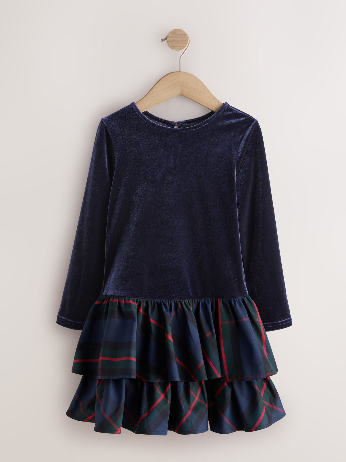 Navy Check Velour Dress (3-16yrs) - image 5