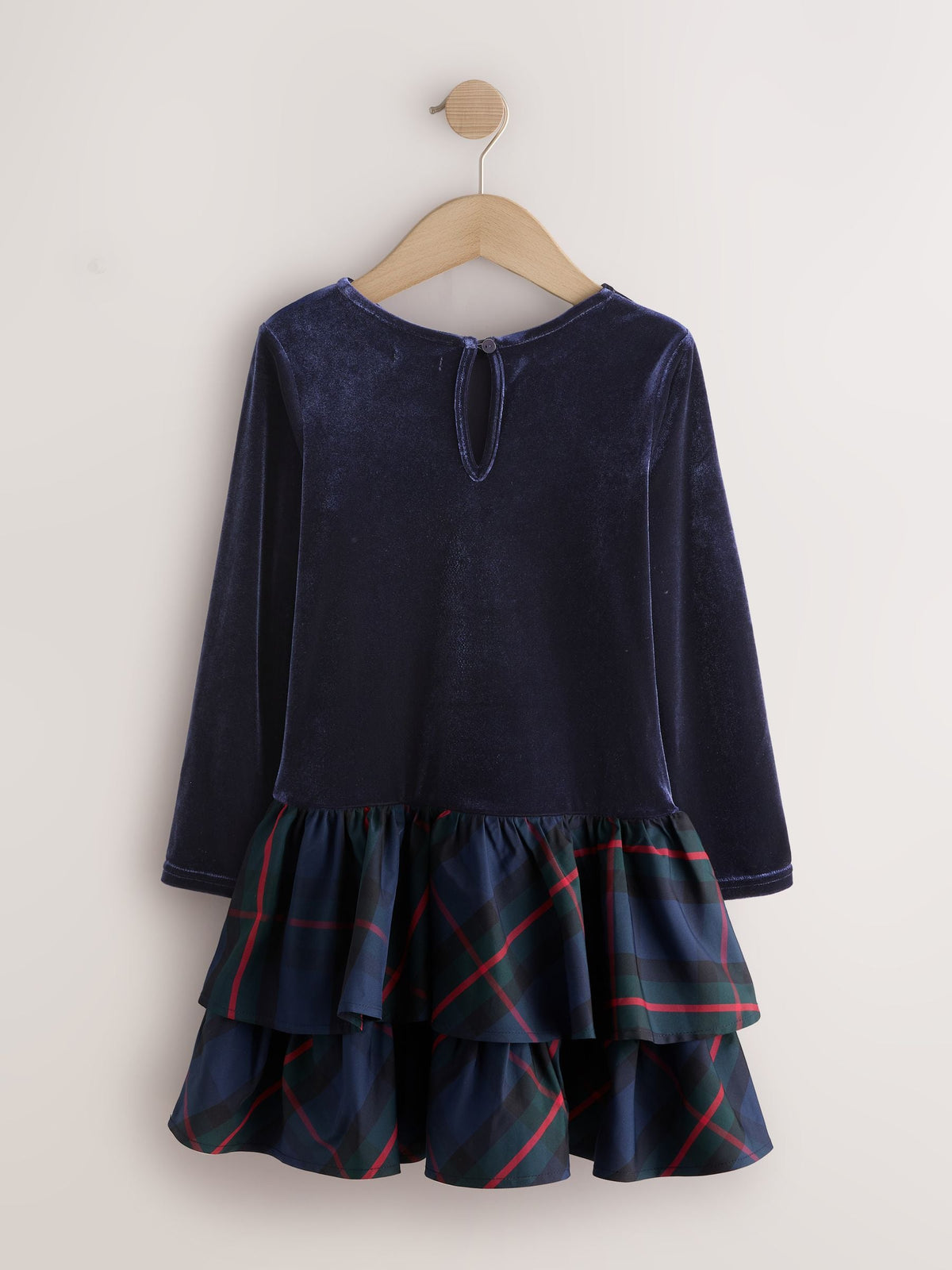 Navy Check Velour Dress (3-16yrs) - image 6