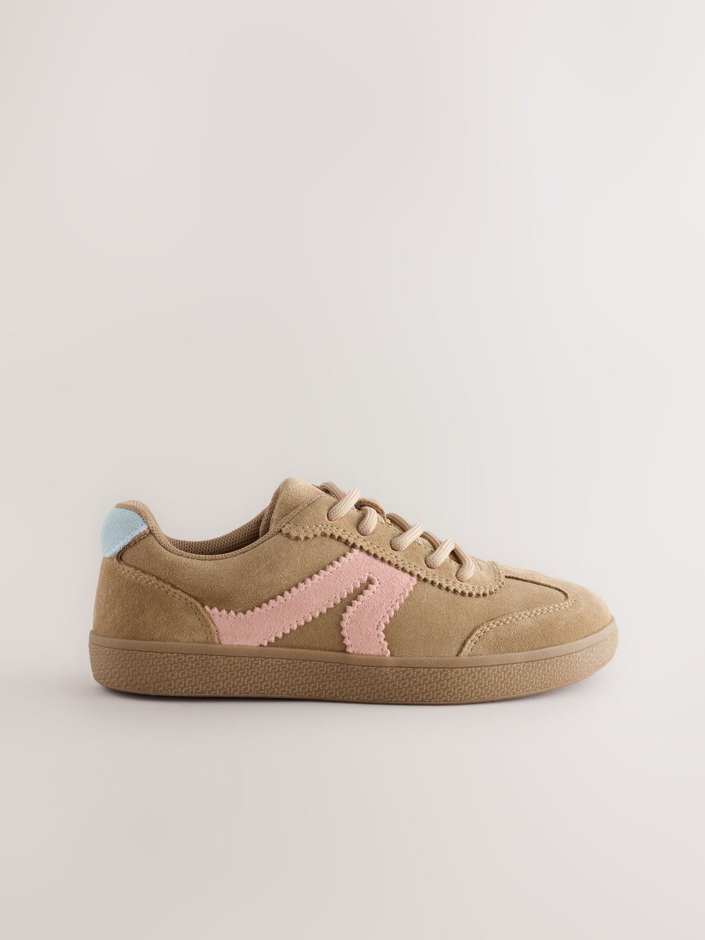 Tan/Pink Standard Fit (F) Retro Trainers image 2