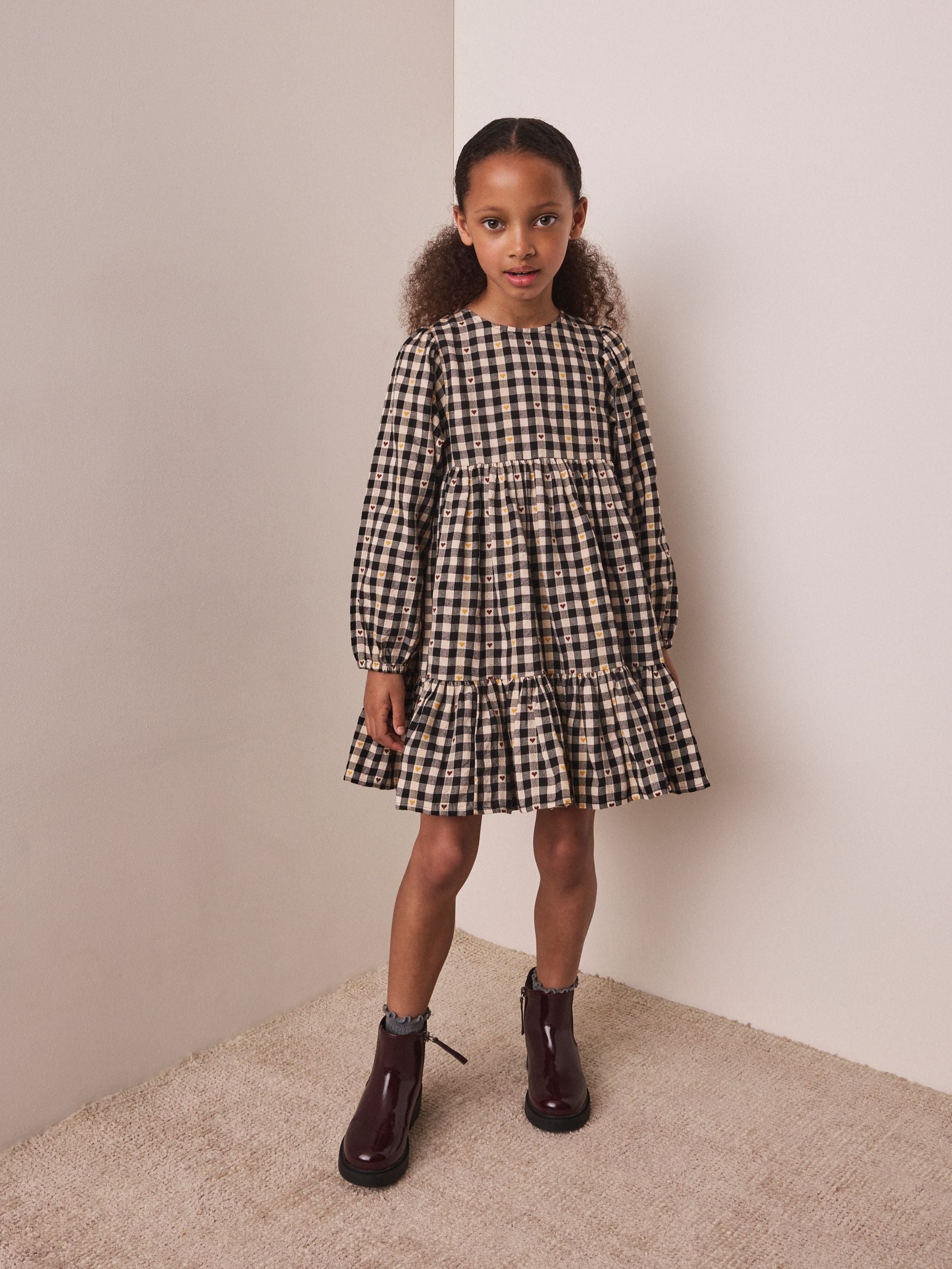 Dsiney Kidz - Black/White Check Tiered Dress (3-16yrs) image 1