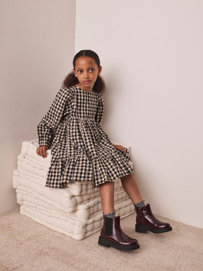 Dsiney Kidz - Black/White Check Tiered Dress (3-16yrs) image 2