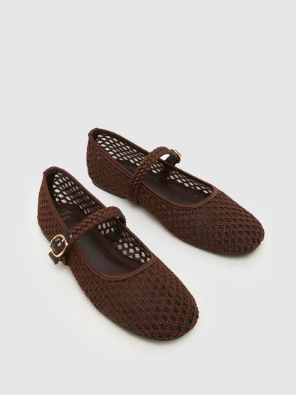 Schuh Brown Loveable Woven Ballerina Shoes image 3